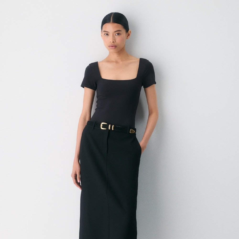 Aritzia Black Original Contour Squareneck Bodysuit